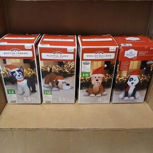 Christmas Holiday Dog Puppy Airblown Inflatable Yard Decoration 4 Dog Lot